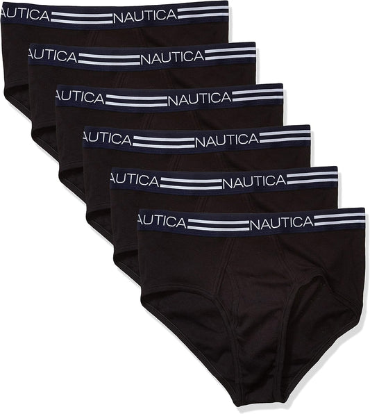 Nautica Men's Classic Cotton Fly Front Briefs - 6 Pack Comfort