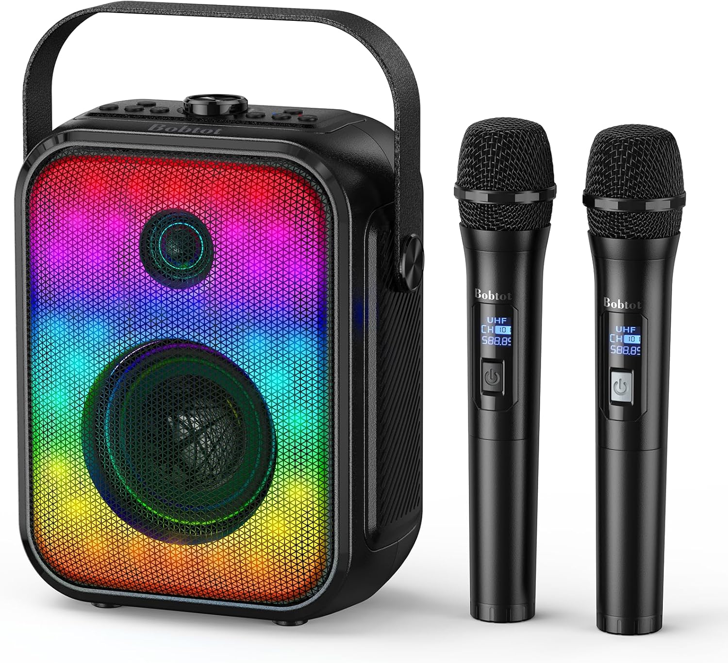 Karaoke Machine with Dual Wireless Mics for Home and Outdoor Fun