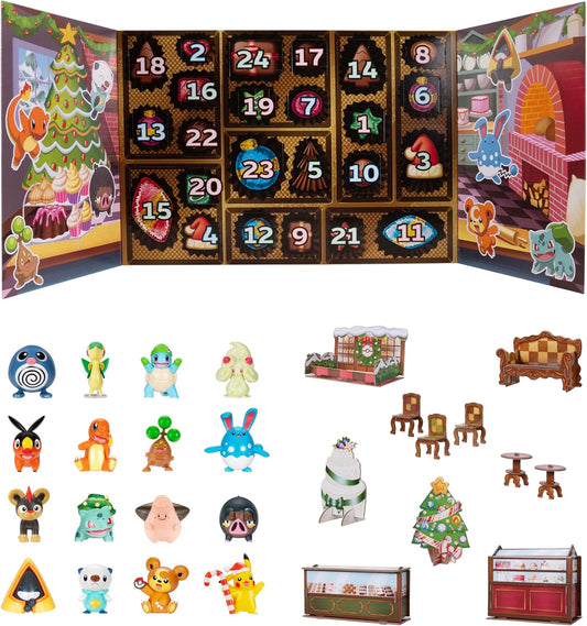 Pokemon Holiday Calendar 2025 with 16 Battle Figures and Accessories