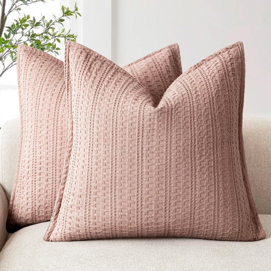 Foindtower Decorative Cotton Waffle Weave Throw Pillow Covers