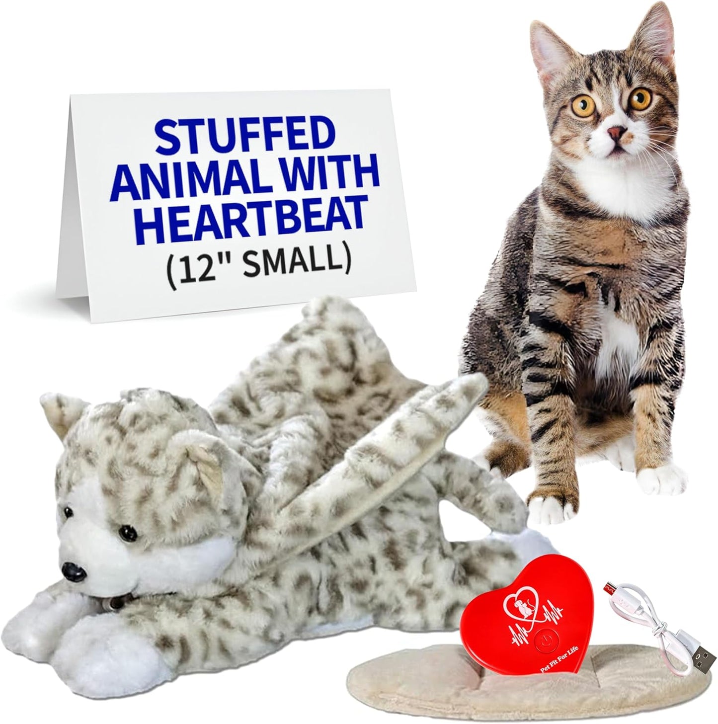 Heartbeat Stuffed Animal for Cats - Calming Sleep Aid Toy