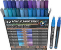 Acrylic Paint Pens 22 Blue & Purple Tones Assorted Pro Color Set