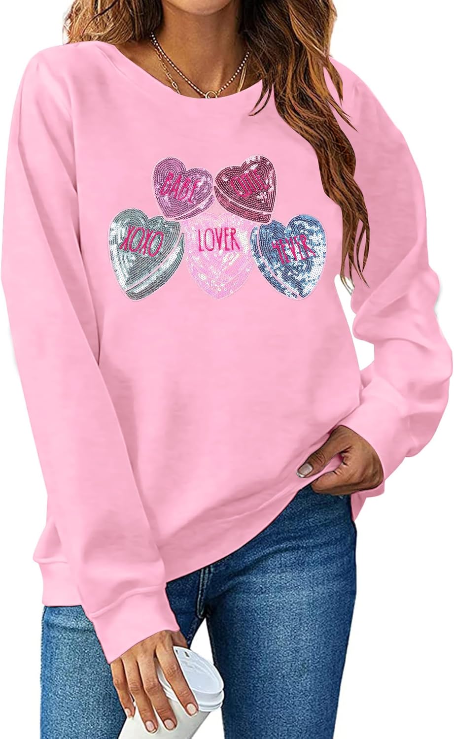FAYALEQ Love Heart Sweatshirt - Cute Valentine's Top