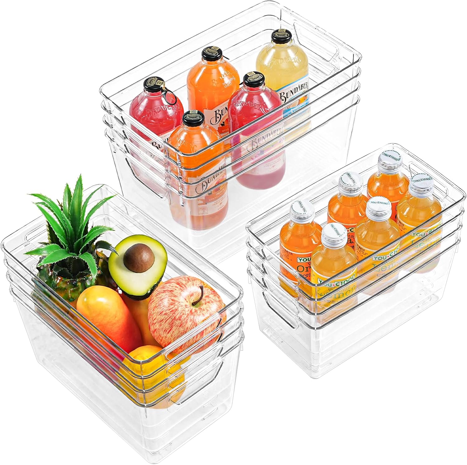 12 Pack Clear Plastic Storage Bins for Efficient Organization