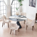 Wooden Dining Chairs Set of 4 - Modern Fabric Upholstered Beige