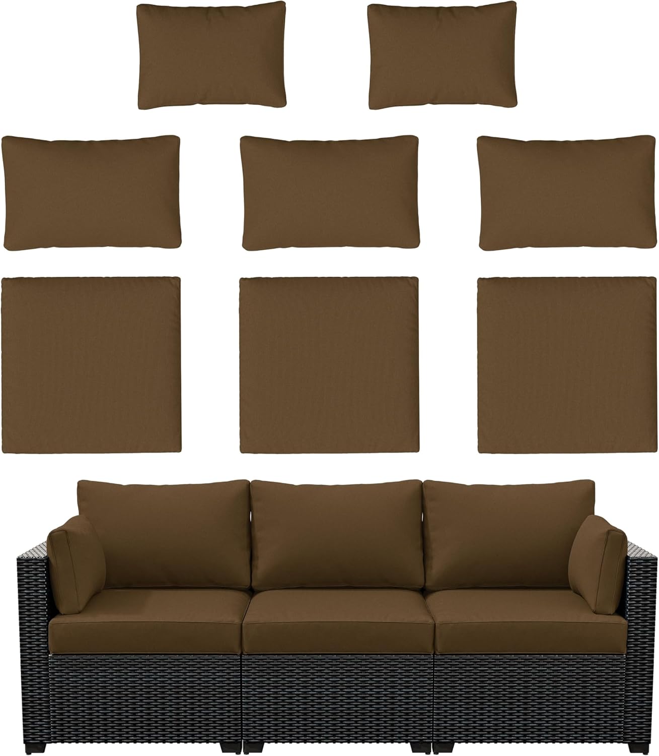 8p Outdoor Cushion Slipcovers for 3-Seat Rattan Sofa Covers