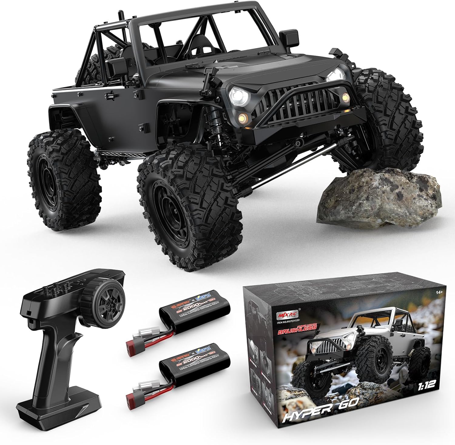 HYPER GO H12Y 1/12 Brushless 4X4 RC Rock Crawlers for Adults