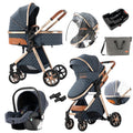 3 in 1 Baby Travel System Stroller in Blue - Reversible High Seat
