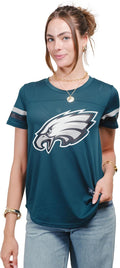 Ultra Game Women's NFL Official Soft Mesh Varsity Stripe T-Shirt adds