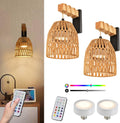 Battery Operated Wall Sconce Set of Two for Boho Decor