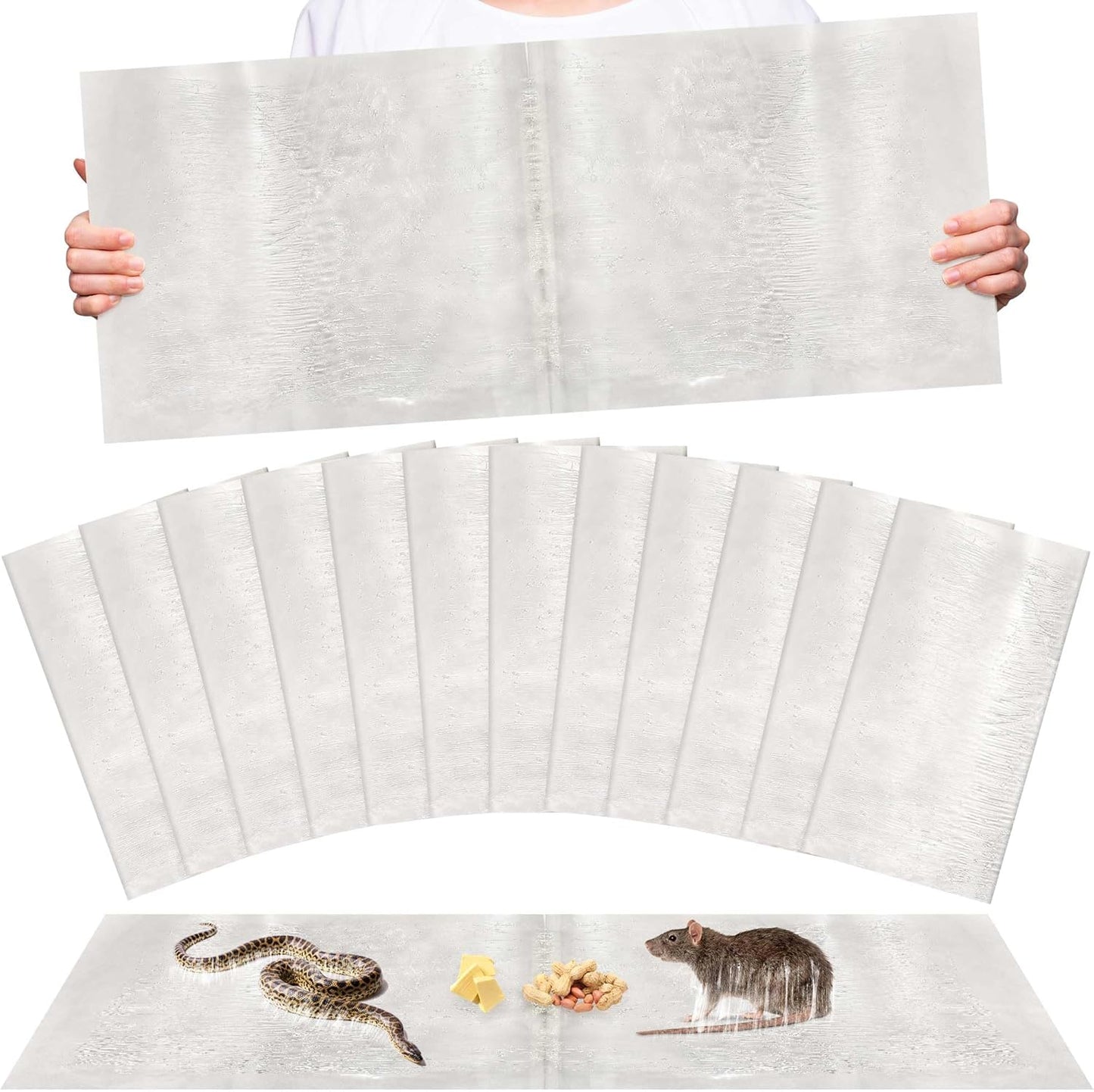 Ezoon 12 Pack Super Sticky Rat & Mouse Traps - Large Size for Effective Capture