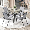 Arlopu 5 Piece Outdoor Patio Dining Set - Compact Glass Table and 4