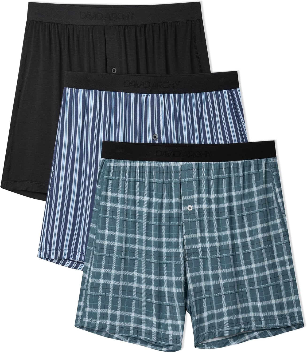 DAVID ARCHY Bamboo Rayon Boxers for Men - Breathable Comfort
