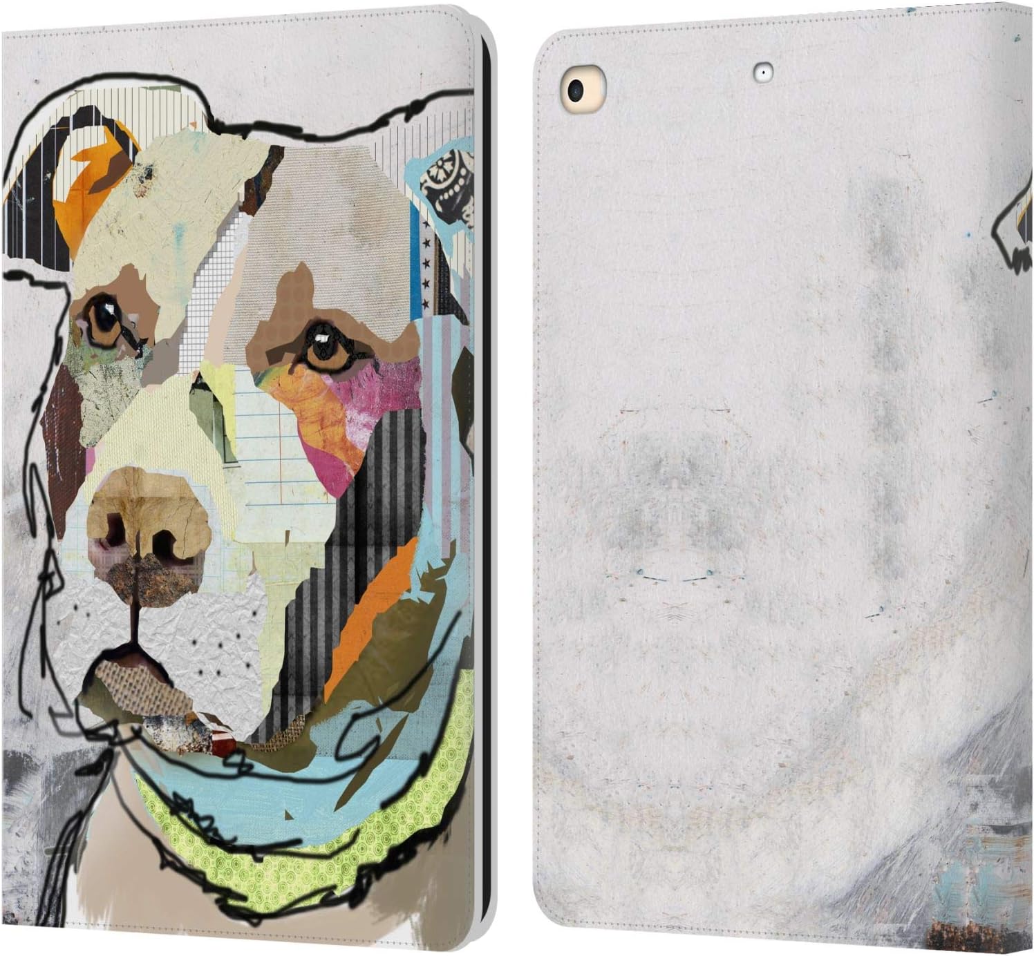 Michel Keck Pit Bull Dogs Leather Wallet Case for iPad 9.7