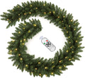 9FT Snow Pinecone Pre-Lit Christmas Garland with Dual LED Timer
