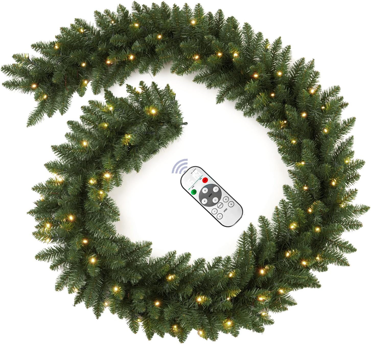 9FT Pre-Lit Artificial Christmas Garland with Dual Color LED Lights