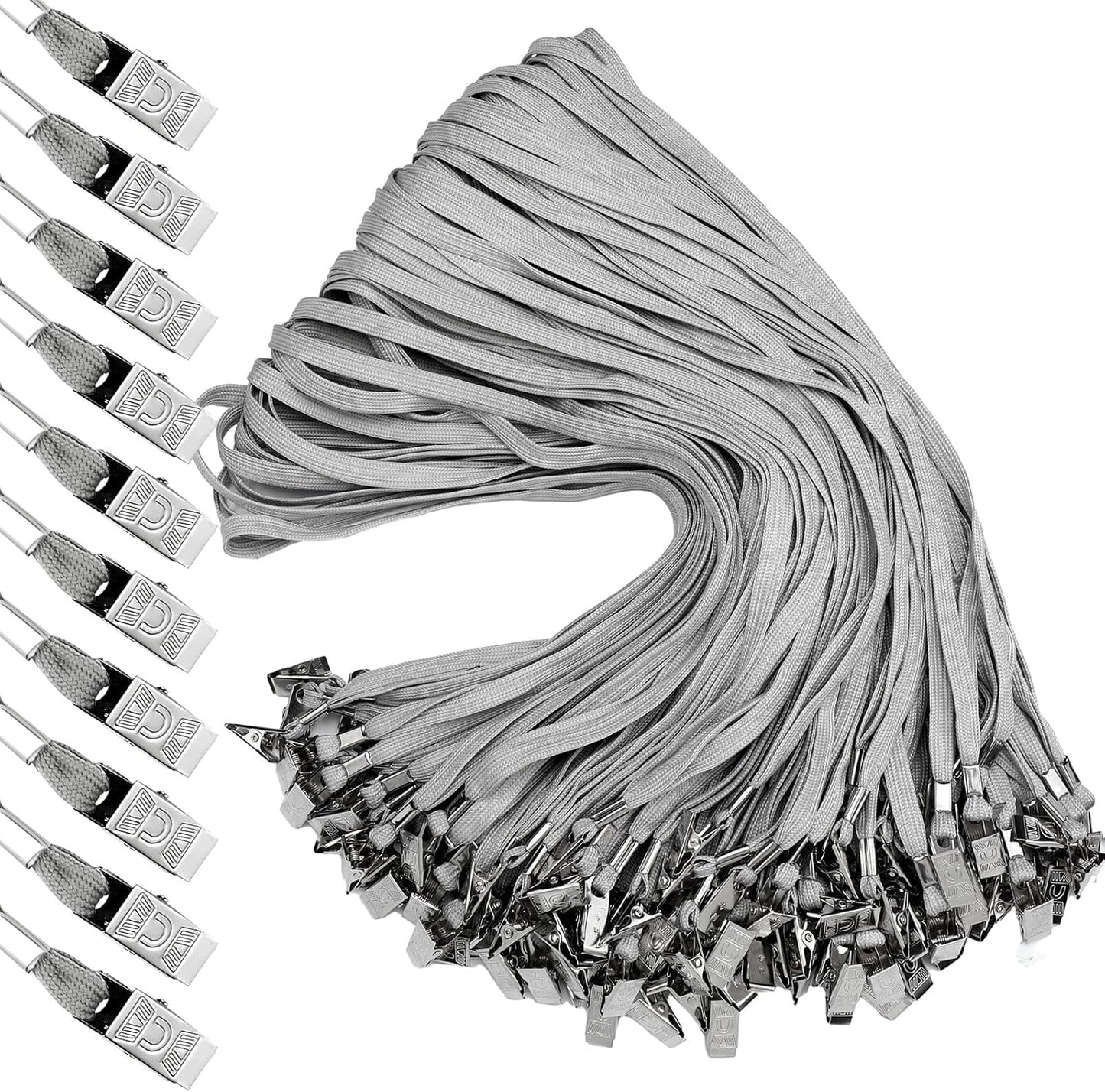 300 Pcs Lanyards Clips for ID Name Badge Holder in Gray