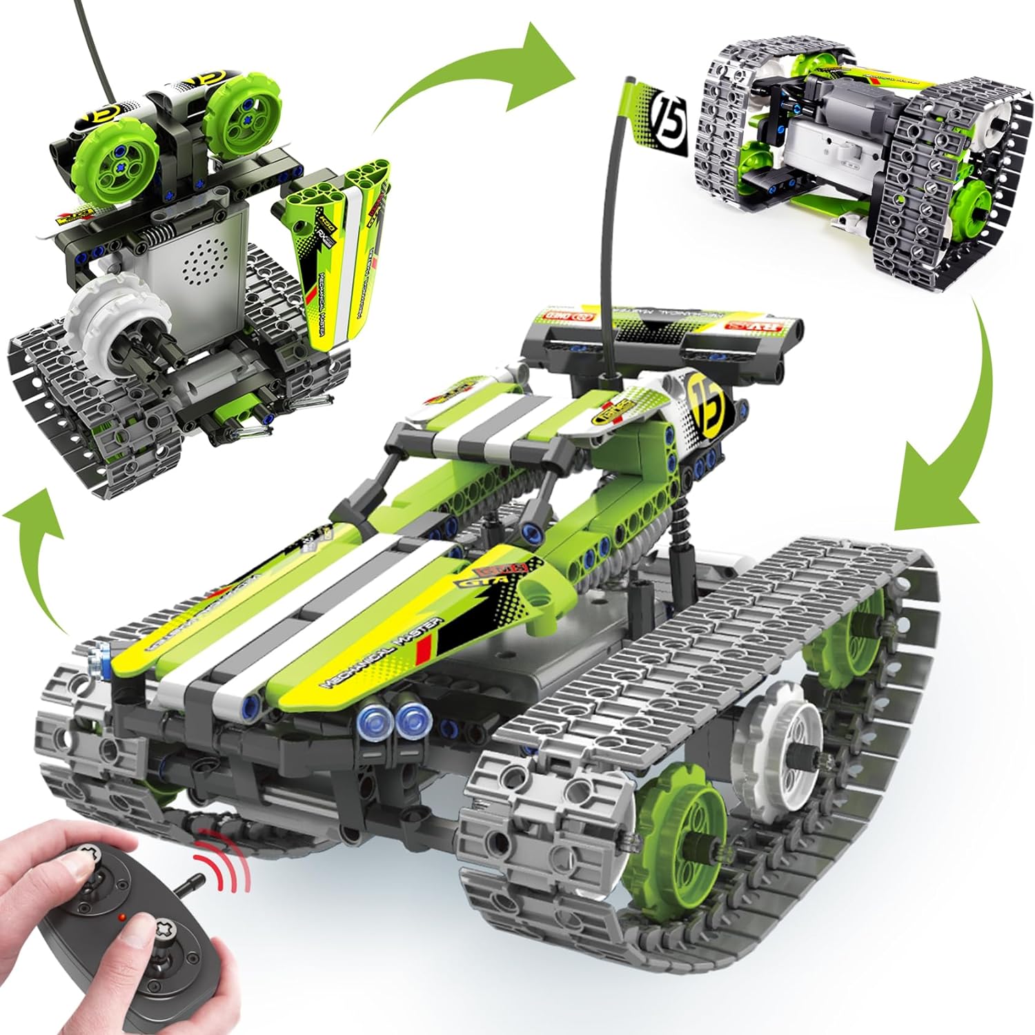 Qihui RC Stunt Racer Kit - 3in1 STEM Toy for Kids 8-12 Yrs