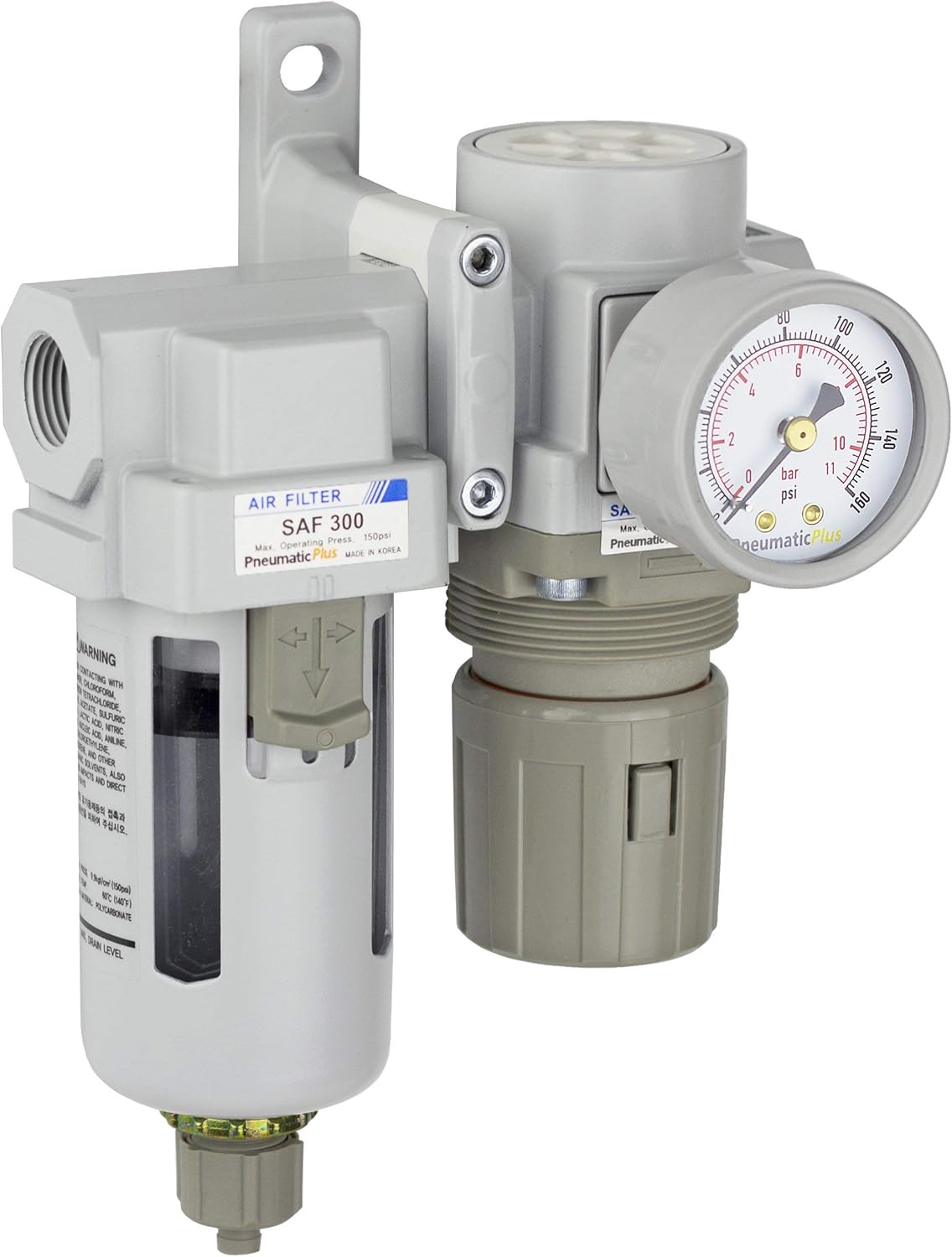 PneumaticPlus Compressed Air Filter Regulator - 3/8 NPT, Clean & Regulate Air