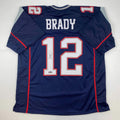 Facsimile Autographed Tom Brady New England Blue Jersey XL