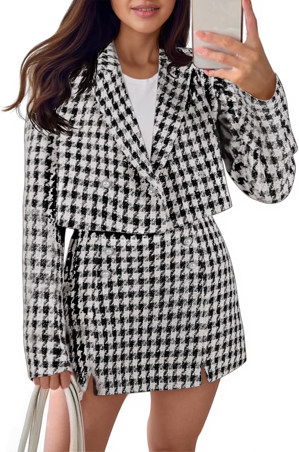 Cropped Tweed Blazer Sets for Women - Stylish Business Casual Wear