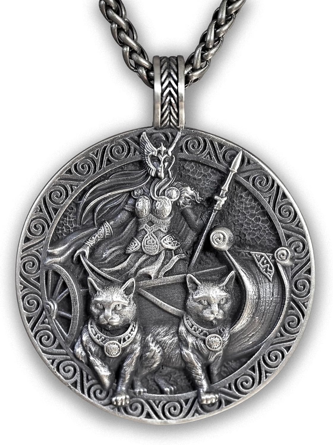 Freya Cats Pendant in 925 Sterling Silver with Chain Set