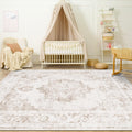 Area Rug 4x6 Vintage Rug - Washable Low Pile Distressed Accent Rug