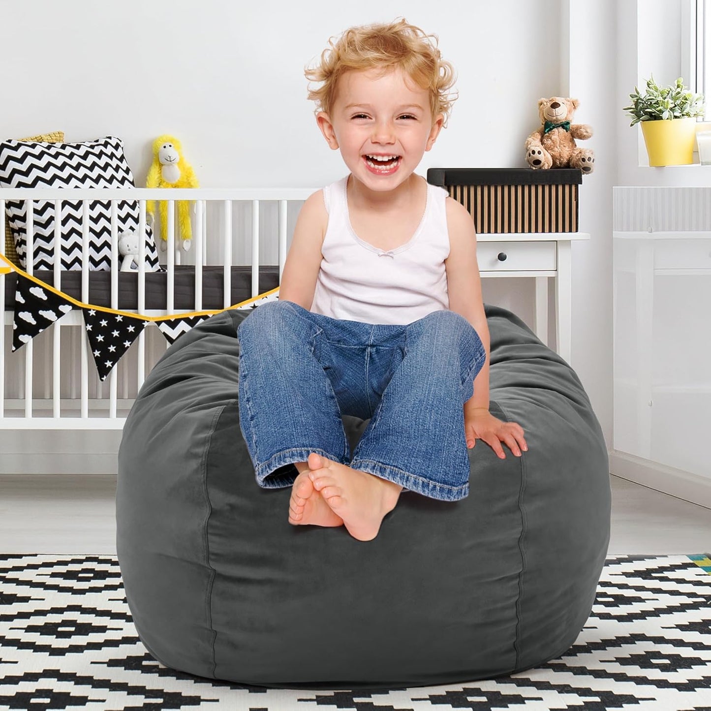 Hobestluk 2.5FT Bean Bag Chair with Memory Foam for Comfort