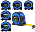 6 Pack 25 ft Tape Measures with Easy Read Fractions and Magnetic Tip