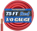 WNI 1/0 Gauge 75 Feet Red Ultra Flexible Welding Battery Cable