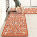 Anti Fatigue Kitchen Mat Set - Cushioned Boho Floral Comfort