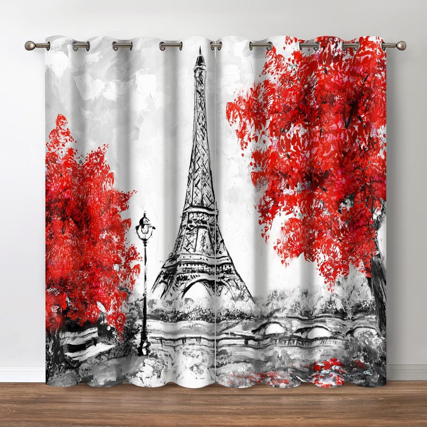 Jekeno Paris Eiffel Tower Blackout Curtains for Romantic Decor