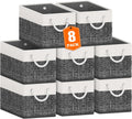 Foldable Storage Baskets 8-Pack - Sturdy Rope Handle Bins