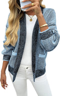Womens Open Front Waffle Knit Cardigan with Pockets - Fall Layer