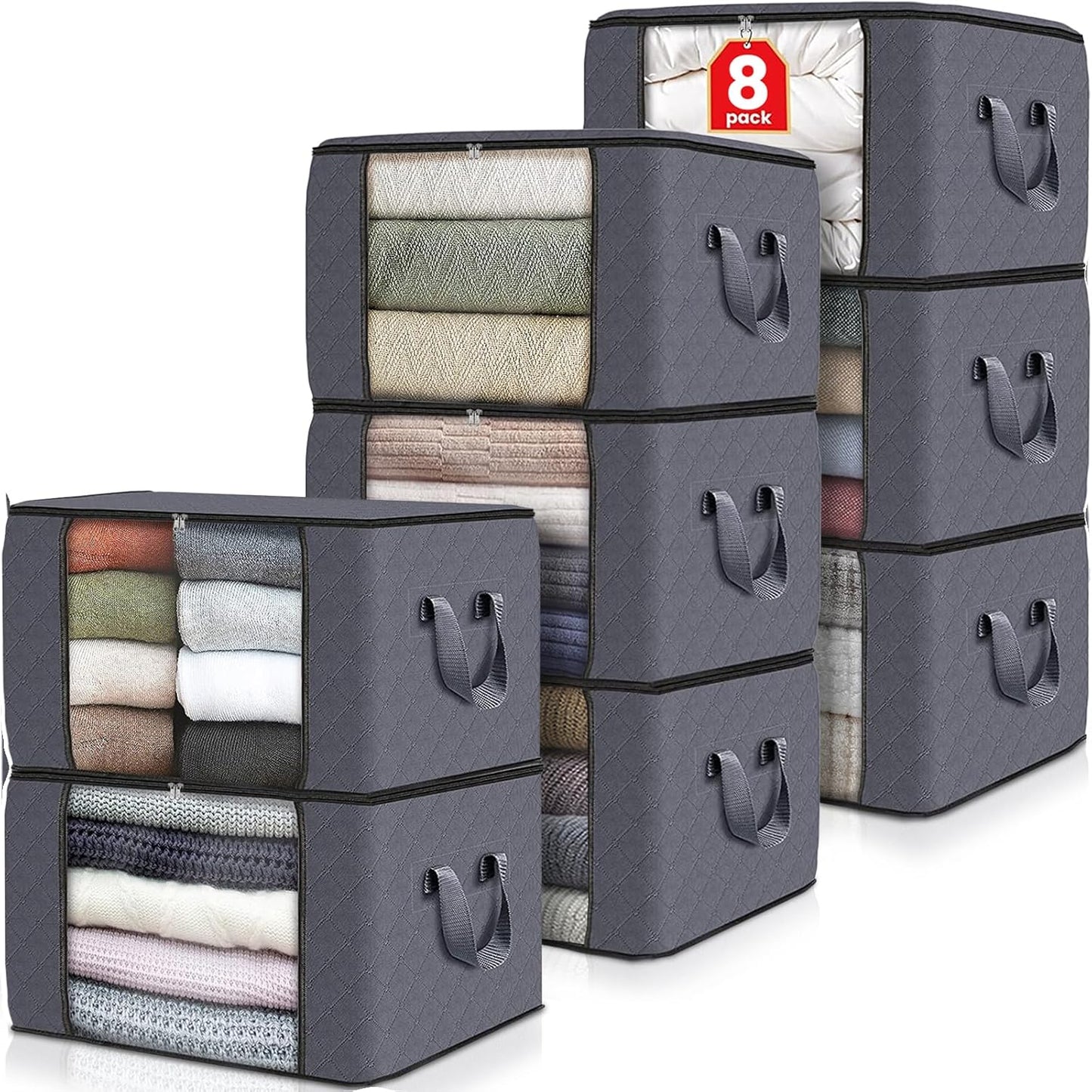 Fab totes 8 Pack Clothes Storage Bags for Organizing Items