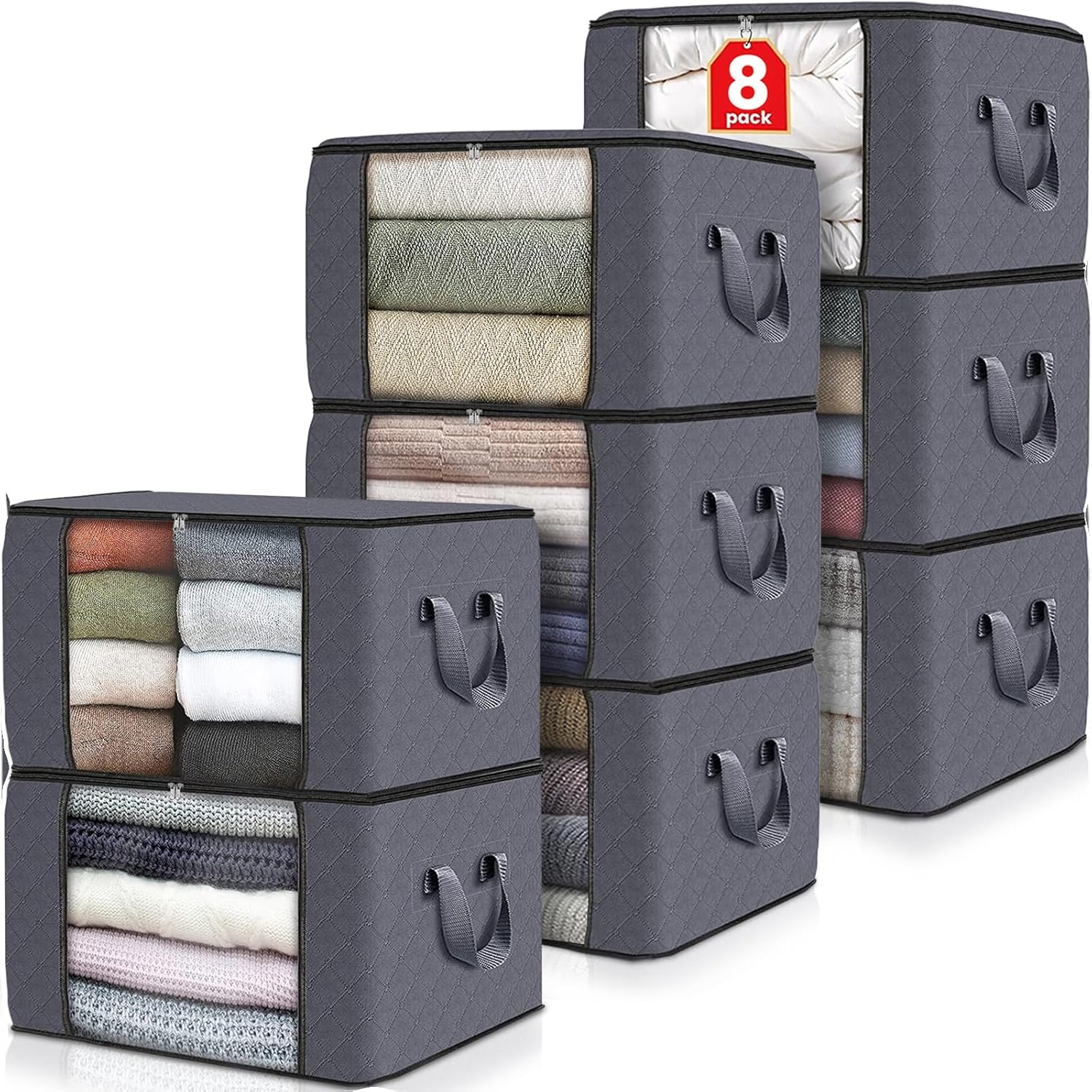 Fab totes 8 Pack Clothes Storage Bags for Organizing Items
