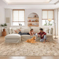 FinRec Tan Rugs for Bedroom Living Room 5x8 ft Plush Shag Rug