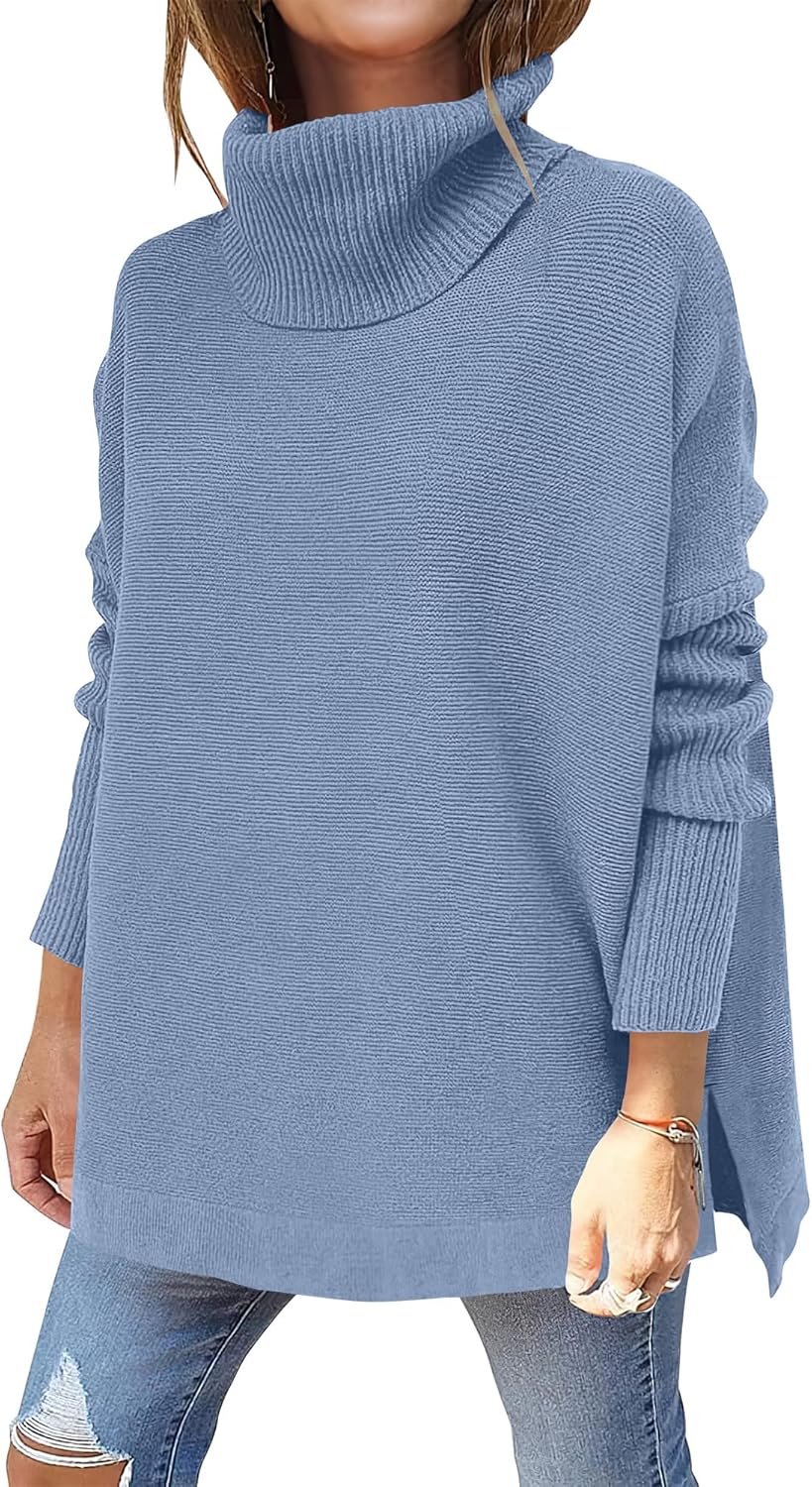 Oversized Turtleneck Batwing Sleeve Sweater for Fall 2025