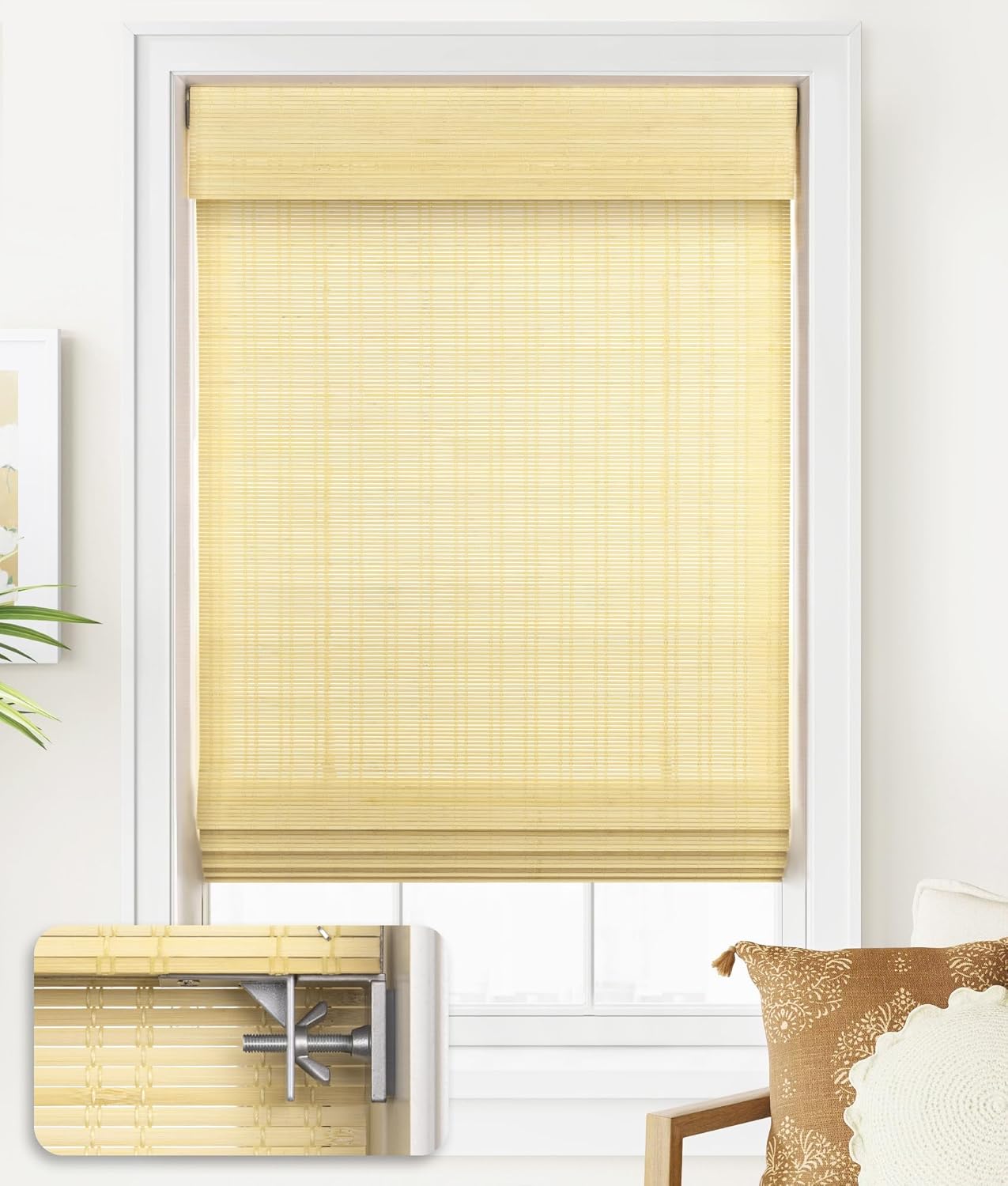 LazBlinds Cordless Bamboo Roman Shades for Light Filtering