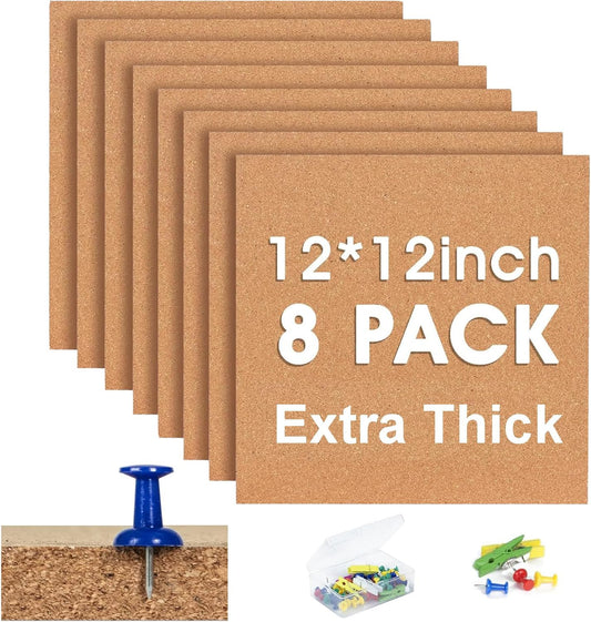 Square Cork Bulletin Board Tiles for Home Office Decor and More
