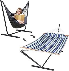 SUNCREAT 2-in-1 Convertible Hammock and Stand for Relaxation