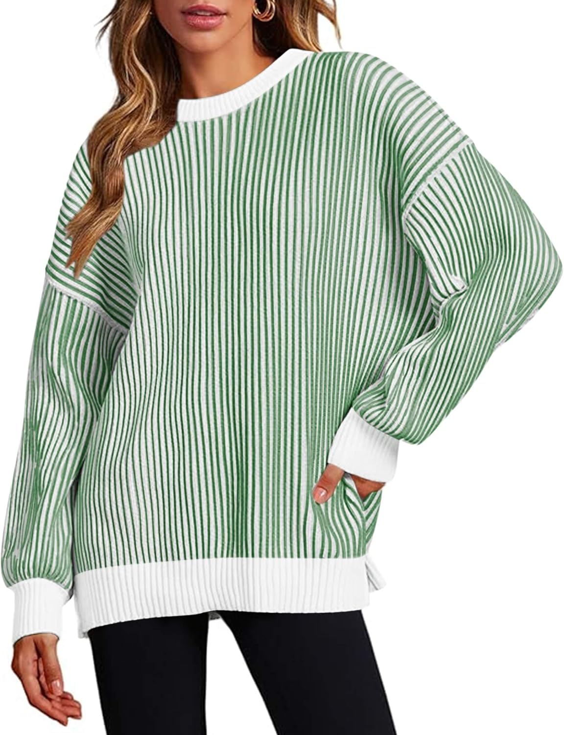 Zeagoo Women Lightweight Oversized Color Block Sweater Pullover