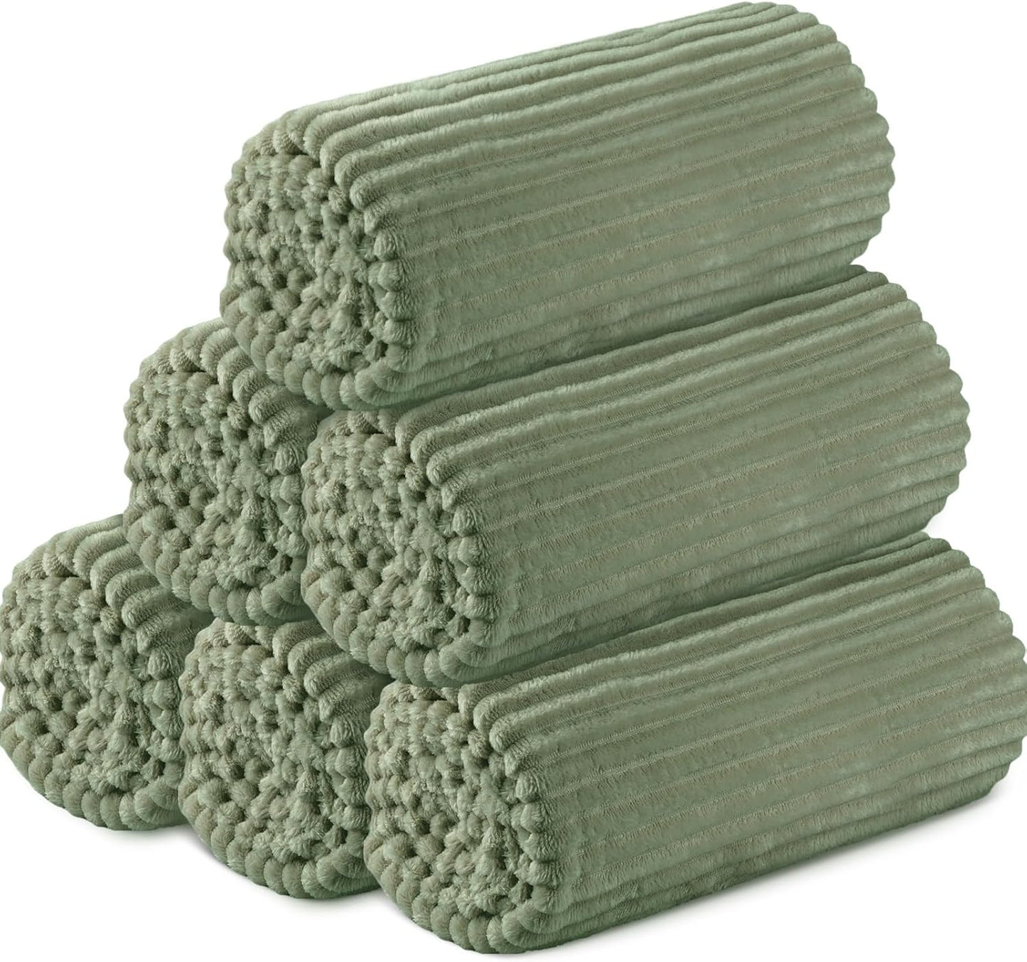 Buryeah Flannel Throw Blanket Bulk 6 Pcs 50 x 60 in Sage Green