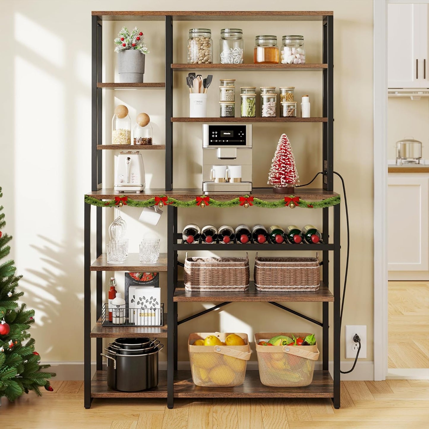 YITAHOME Freestanding Bakers Rack with Power Outlet