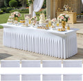 8Pack White Spandex Tablecloths for 8 Foot Rectangle Tables - Wrinkle