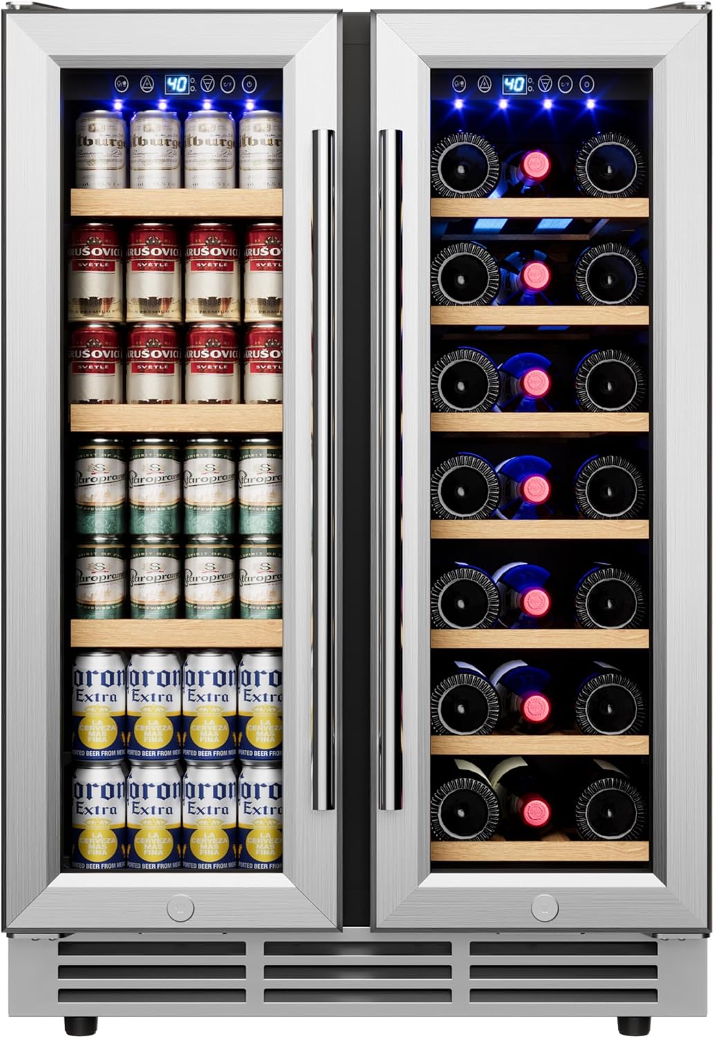 24in Dual Zone Wine and Beverage Refrigerator with Glass Door