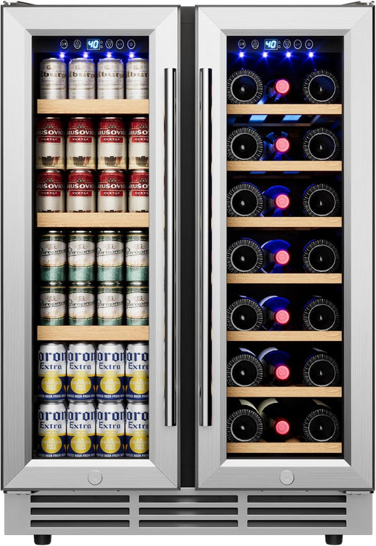 24in Dual Zone Wine and Beverage Refrigerator with Glass Door