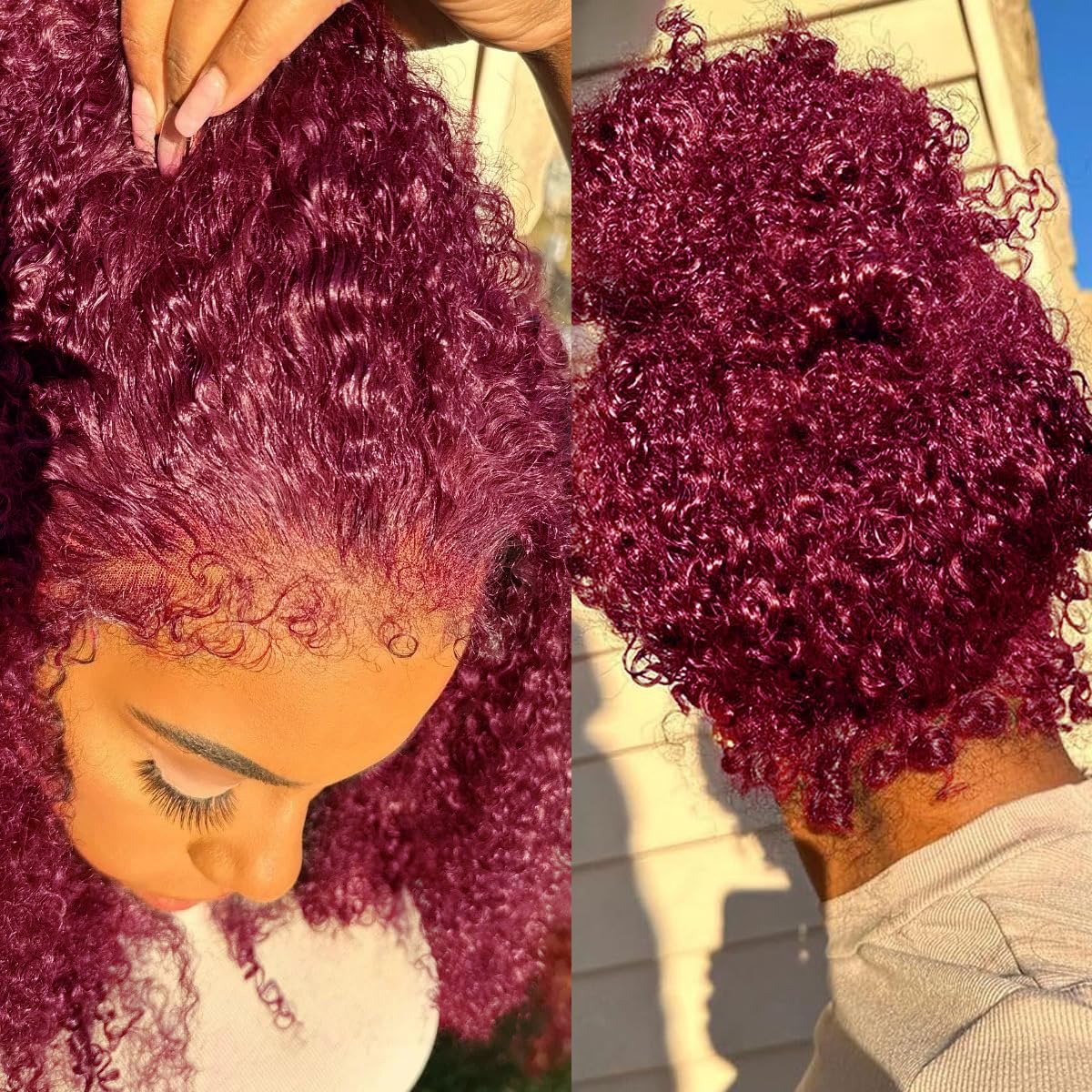 360 Lace Front Wigs Human Hair Deep Wave Burgundy Style