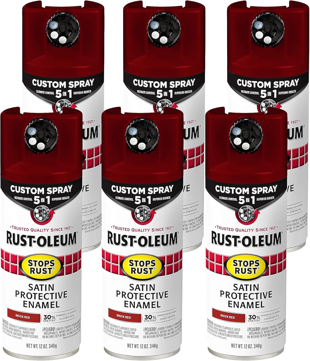 Rust-Oleum Stops Rust Custom Spray Paint 5-in-1 Satin Brick Red