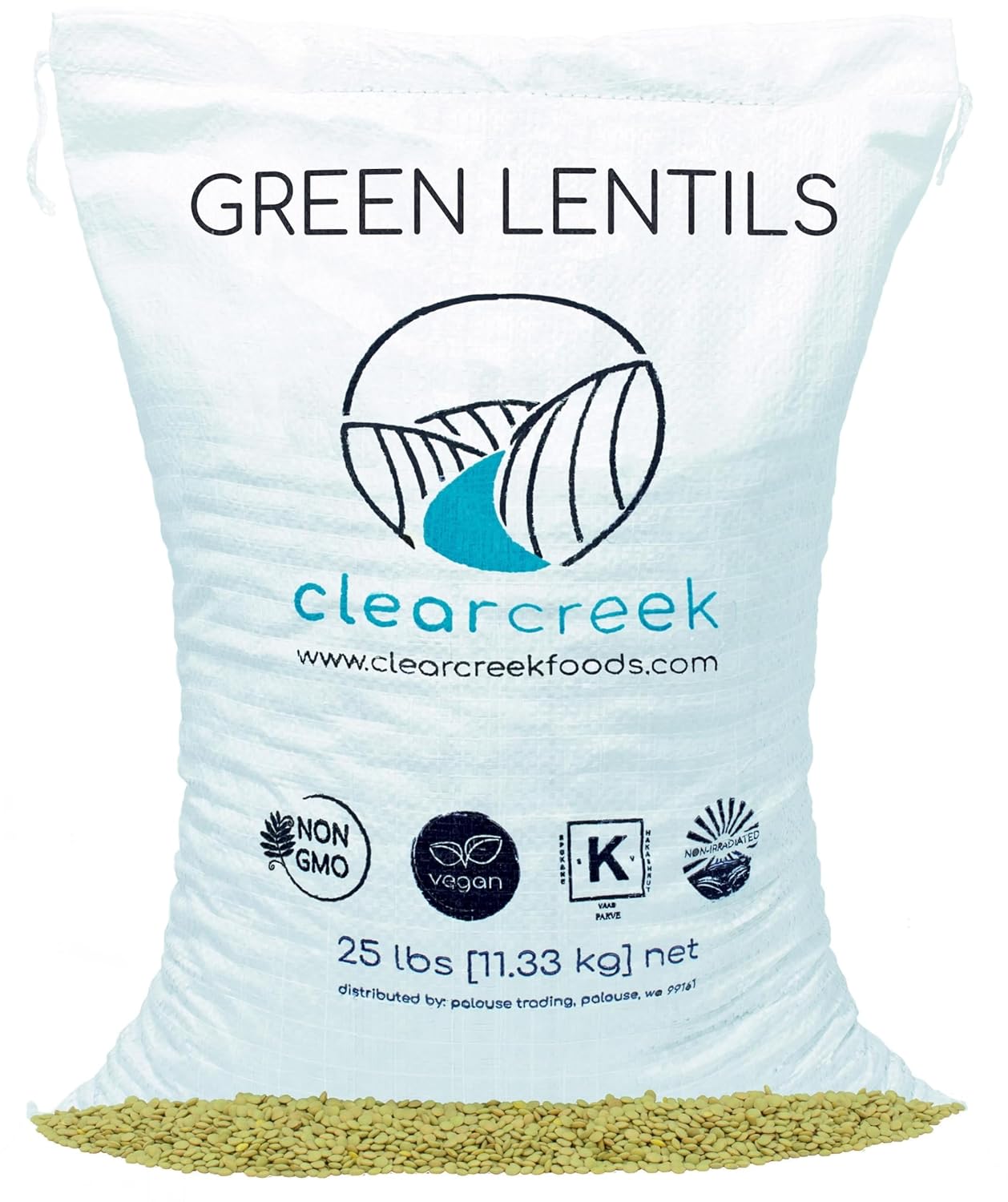 CLEAR CREEK Green Lentils - Non-GMO, Vegan, Quick Cooking